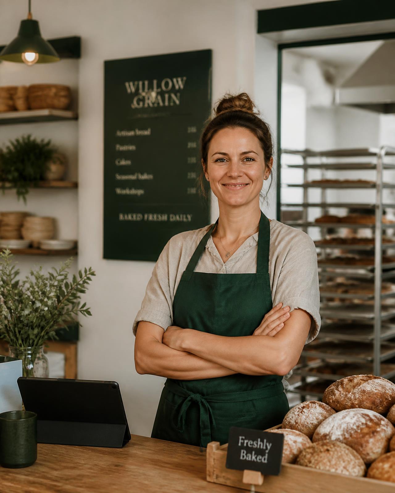 Small business owner standing in her shop after securing SBA financing
